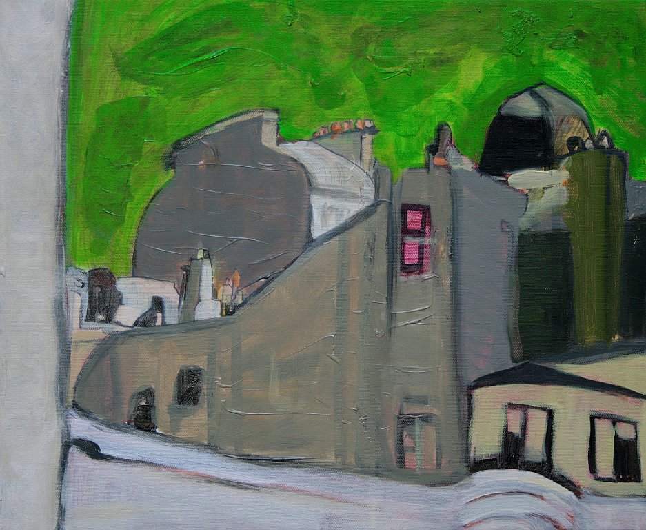 Toits & Cheminées 5 - 8F - huile sur toile